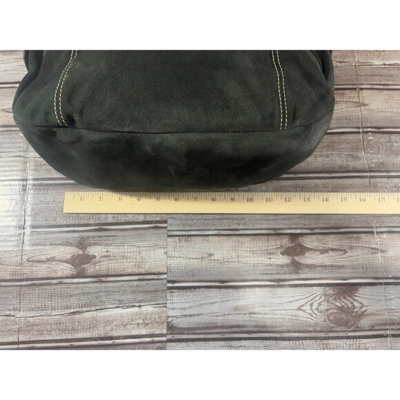 DOONEY & BOURKE Suede leather satchel purse bag color green Brown vintage 90's - Picture 3 of 13